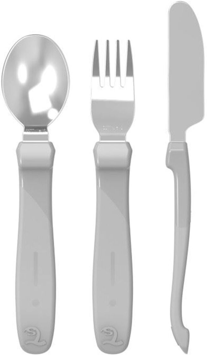 Twistshake Learn Cutlery Stainless Steel 12+m Pastel Grey