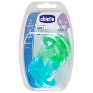 Chicco Chupetas Physio Soft Silicone Azul/Verde +12 Meses x 2 Unidades