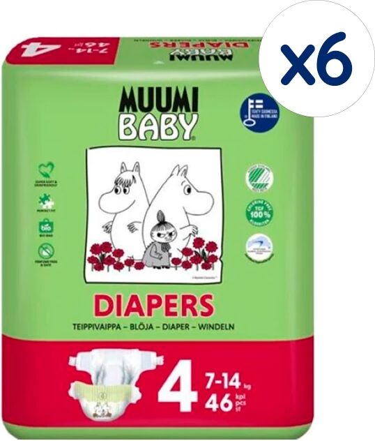 Muumi Baby T4 7-14Kg 46 Fraldas PACK 6 unidades