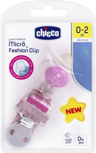 Chicco Pack Physio Micro Chupeta Silicone + Fashion Clip Menina 0-2 1 Chupeta + 1 Clip