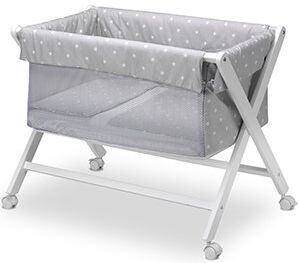 Pirulos Miniberço Tesoura Linho Dobrável Star Branco e Gris