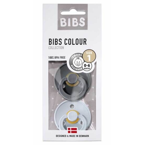BIBS Bibs Colour Nappar 2-Pack Iron/Baby blue Strl. 1 (0-6 månader)