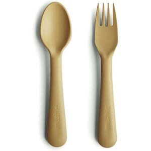 Mushie Fork and Spoon Set cutlery Mustard 2 pc