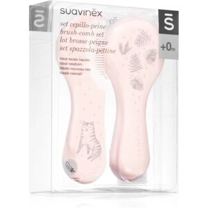 Suavinex Tigers Brush-comb Set set for children from birth Pink 2 pc