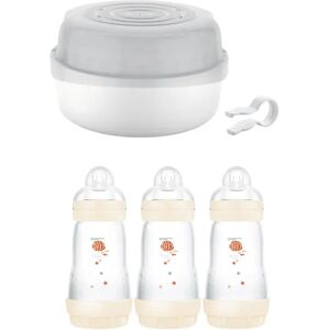 MAM Microwave Steam Steriliser with Taupe 260ml Bottle Set