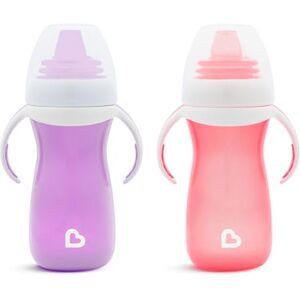 90152 Munchkin Gentle Transition Toddler Milk Bottle. BPA Free Non Spill Cup, Dishwasher Safe, Leakproof Cups for 9+ Months. Toddler Water Bottle, Baby Sippy Cup with Handles & Lids - 10oz/296ml, 2 Pack