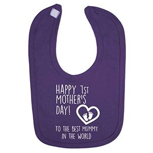 Funky Gifts Purple Happy 1st Mother's Day to The Best Mummy in The World Baby Bib