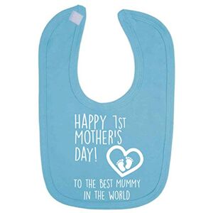 Funky Gifts Turquoise Happy 1st Mother's Day to The Best Mummy in The World Baby Bib