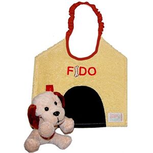 Zigozago Handmade Cotton bib with a Shape of a Dog House + Toy Closure: Elastic; One Size