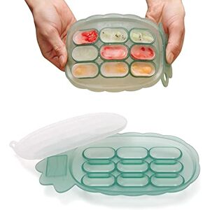 haakaa Baby Food Freezer Trays - Breastmilk Teething Popsicle Mold - Silicone Nibble Tray - Silicone ice Cube Tray with lid - Feeding Divided Sausage Plate for 4m+ Baby Toddler Kid-Green Pineapple