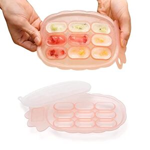 haakaa Baby Food Freezer Trays - Breastmilk Teething Popsicle Mold - Silicone Nibble Tray - Silicone ice Cube Tray with lid - Feeding Divided Sausage Plate for 4m+ Baby Toddler Kid-Pineapple Blush