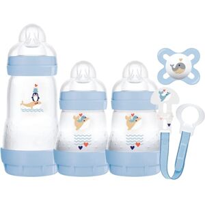 MAM Welcome To The World Set, Newborn Bottle Set with 0-2 Months Baby Soother and Clip, Newborn Baby Gifts, Blue (Designs May Vary)