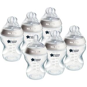 Tommee Tippee Baby Bottles, Natural Start Anti-Colic Baby Bottle with Slow Flow Breast-Like Teat, 260 ml, 0m+, Clear Colour, Self-Sterilising, Baby Feeding Essentials, Pack of 6