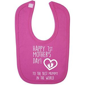 Funky Gifts Pink Happy 1st Mother's Day to The Best Mummy in The World Baby Bib