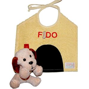 Zigozago Handmade Cotton bib with a Shape of a Dog House + Toy Closure: String; One Size