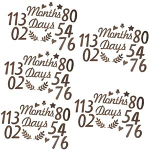 TOYANDONA 5 Sets Wooden Month Plate Photo Prop Discs First Disc Milestone Digital Sign Toy Lawn Mower Newborn Sign Signs Sign Emblems Shower Gift Number Months