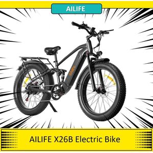 Eu Stock Electric Bicycle Ailife X26b Elektrofahrrad, 1000 W Leistungsstarker Motor 48 V 13 Ah Akku 26 * 4,0 Zoll Dicke Reifen E-Bike 30 Meilen Pro Stunde Höchstgeschwindigkeit 62 Meilen Reichweite Scheibenbremsen