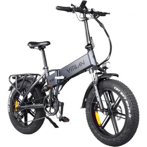 Vitilan V3 Elektrofahrrad, 20x4 Zoll dicke Reifen, bürstenloser 750W Motor, 48V 13Ah Akku, 70 km Reichweite - Grau