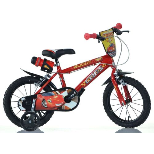 Dino Kinderfahrrad DINO „Cars Buddy“ Fahrräder Gr. 25 cm, 14 Zoll (35,56 cm), rot Kinder Kinderfahrräder mit Stützrädern, Trinkflasche und Frontschild