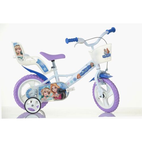 Dino Kinderfahrrad DINO „Snow Queen Eiskönigin 12 Zoll“ Fahrräder Gr. 21 cm, 12 Zoll (30,48 cm), weiß Kinder Kinderfahrräder mit Stützrädern, Korb und Puppensitz