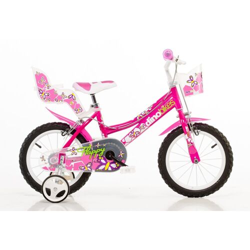 Dino Kinderfahrrad DINO „Mädchenfahrrad 16 Zoll“ Fahrräder Gr. 28 cm, 16 Zoll (40,64 cm), pink Kinder Kinderfahrräder mit Stützrädern, Korb und Puppensitz
