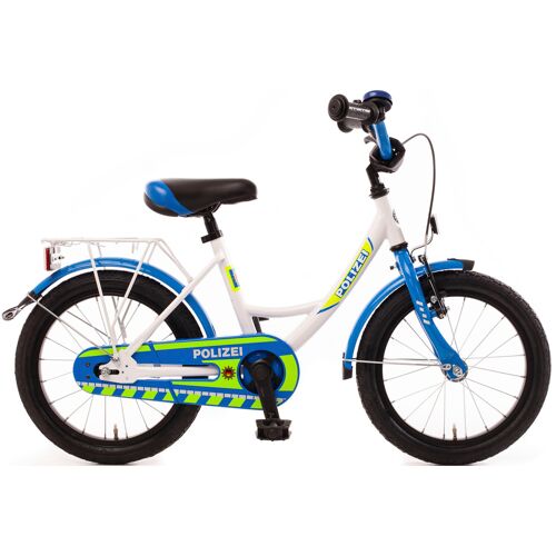 Bachtenkirch Kinderfahrrad BACHTENKIRCH „Kinderfahrrad „POLIZEI“ kristall-weiß/blau/neon“ Fahrräder Gr. 29 cm, 16 Zoll (40,64 cm), weiß (weiß, blau) Kinder Kinderfahrräder