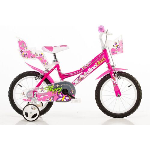 Dino Kinderfahrrad DINO „Mädchenfahrrad 14 Zoll“ Fahrräder Gr. 25 cm, 14 Zoll (35,56 cm), pink Kinder Kinderfahrräder mit Stützrädern, Korb und Puppensitz