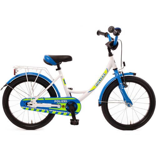 Bachtenkirch Kinderfahrrad BACHTENKIRCH „Kinderfahrrad „POLIZEI“ kristall-weiß/blau/neon“ Fahrräder Gr. 31 cm, 18 Zoll (45,72 cm), weiß (weiß, blau) Kinder Kinderfahrräder