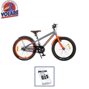 Volare børnecykel Rocky - 20 tommer - Grå / Orange - Inklusiv WAYS dækreparationssæt