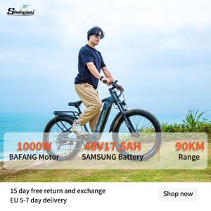 Shengmilo MX05 elektrisk cykel 26 tommer elektrisk mountainbike elektrisk cykel 840WH SAMSUNG batteri elektrisk cykel med fede dæk, BAFANG motor 1000W