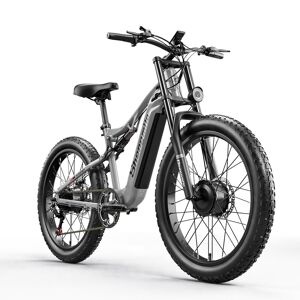 Shengmilo S600 voksen 2000W elektrisk cykel med to motorer, 17.5Ah SAMSUNG batteri, 26 tommer bred dæk mountainbike, elektrisk cykel, mat grå