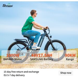 Shengmilo MX05 voksen elcykel 26-tommer el mountainbike 17,5Ah SAMSUNG batteri elcykel maksimal hastighed 40km/t, BAFANG motor 1000W