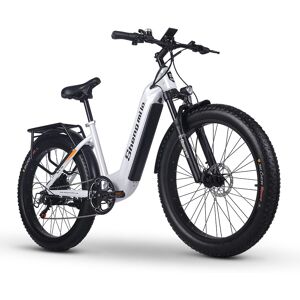 Shengmilo MX06 elektrisk cykel til voksne 48V BAFANG 1000W motor 26 tommer fedt dæk City kvinders e-cykel Mænds 48V 17.5AH SAMSUNG batteri, hvid