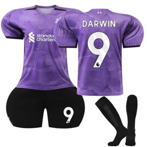 2023-2024 Liverpool Udebane børne fodboldtrøjesæt nr. 9 Darwin Núñez 26