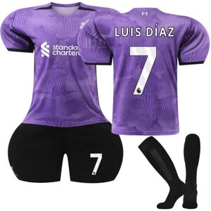 2023-2024 Liverpool Udebane børne fodboldtrøjesæt nr. 7 Luis Diaz 18