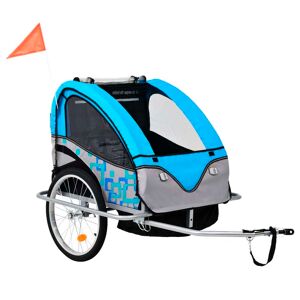 vidaXL 2-i-1 cykelanhænger- og klapvogn til børn blå og grå