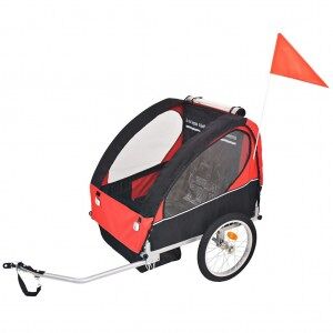 vidaXL Remolque De Bicicleta Para Niños Rojo Y Negro 30 Kg