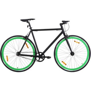 vidaXL Bicicleta de piñón fijo negro y verde 700c 55 cm