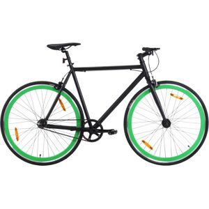 vidaXL Bicicleta de piñón fijo negro y verde 700c 59 cm