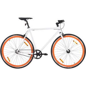 vidaXL Bicicleta de piñón fijo blanco y naranja 700c 59 cm