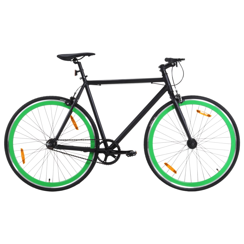 vidaXL Bicicleta de piñón fijo negro y verde 700c 51 cm