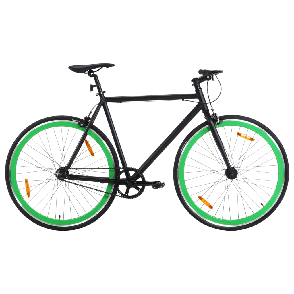 vidaXL Bicicleta de piñón fijo negro y verde 700c 55 cm