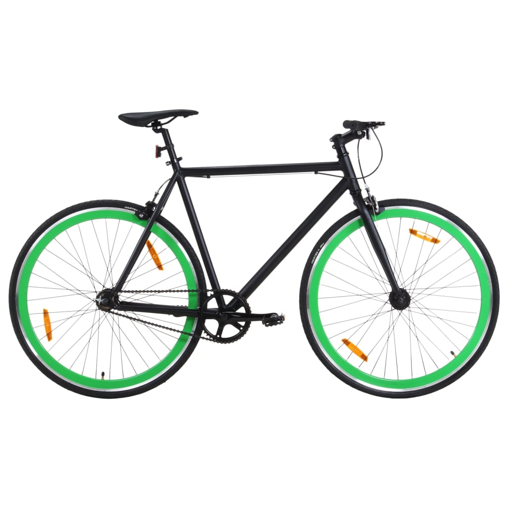 vidaXL Bicicleta de piñón fijo negro y verde 700c 59 cm