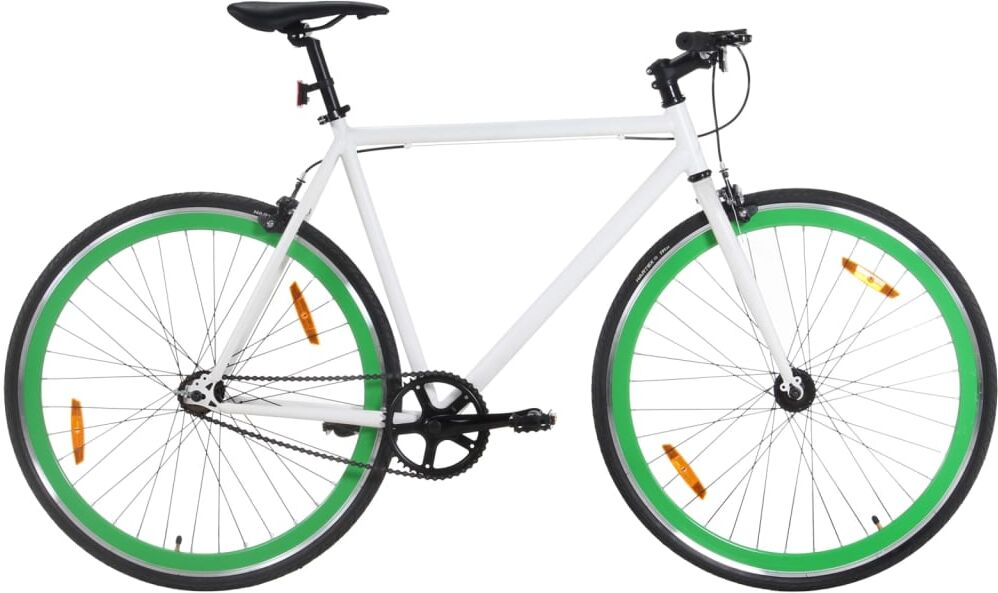 vidaXL Bicicleta de piñón fijo blanco y verde 700c 59 cm