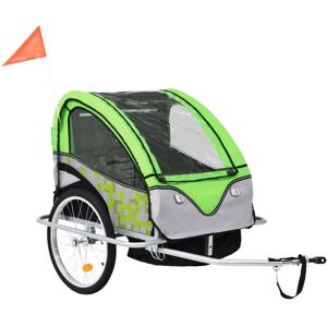 VIDAXL Remorque à vélo et poussette pour enfants 2-en-1 Vert et gris - Publicité