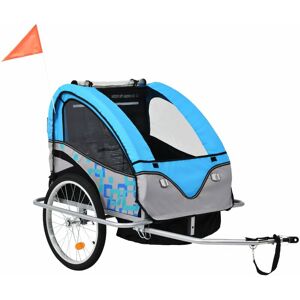 VIDAXL Remorque à vélo et poussette pour enfants 2-en-1 Bleu et gris - Publicité