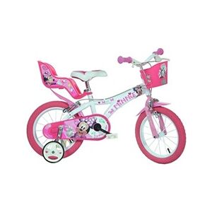 Dino Disney Minnie Mouse Vélo Fille 14 pouces 24 cm Fille Frein à serrer Blanc/Rose - Publicité