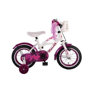 GENERIQUE Volare Heart Cruiser Vélo Fille 12 pouces 21,5 cm Fille Frein à rétropédalage Blanc/Violet - Publicité