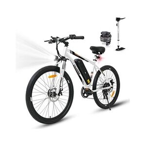 COLORWAY Vélo électrique pour Adultes, vélo de Montagne 26?, EBike avec Batterie Amovible 36V 15Ah, écran LCD, Frein à Disque Double ebike Blanc - Publicité