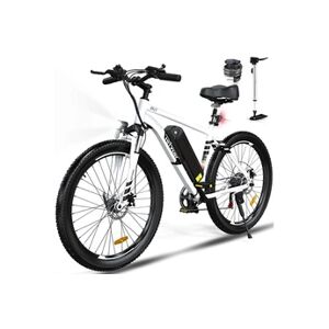 Hitway vélo électrique VAE, VTT électrique, 26 x 3.0 Ville E-Bike, Batterie au Lithium Amovible 48V15AH, Shimano 7 Vitesses Blanc - Publicité